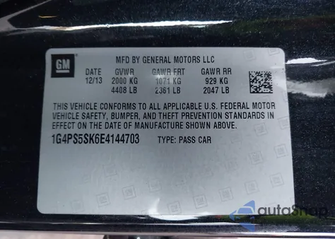 2014 Buick Verano Leather Group из США, поврежденный, VIN 1G4PS5SK6E4144703